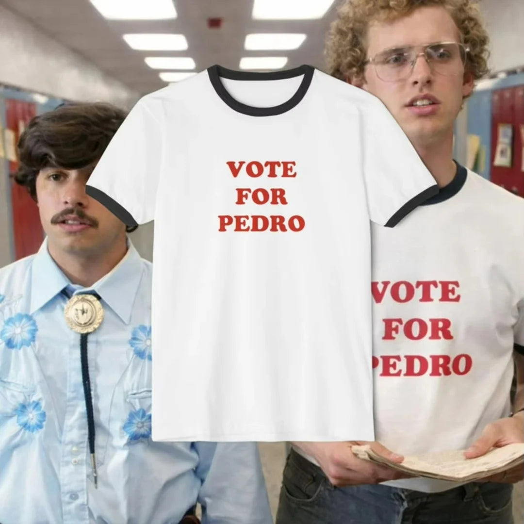 Napoleon Dynamite Vote For Pedro Graphic Ringer Tee