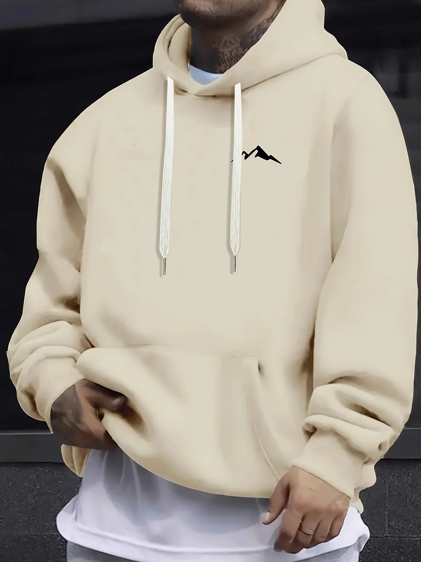 Mountain Print Hooded Pullover Sweatshirt