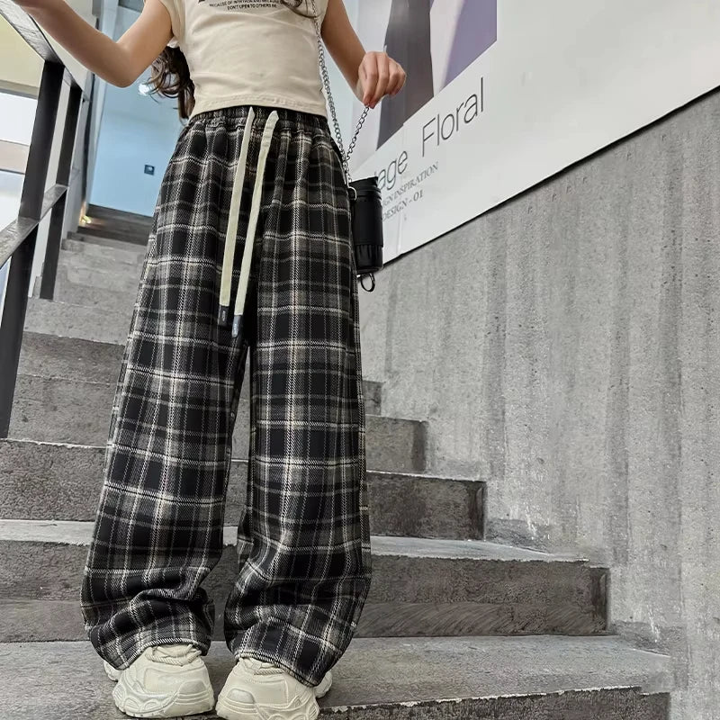 Unisex Plaid Drawstring Jogger Pants