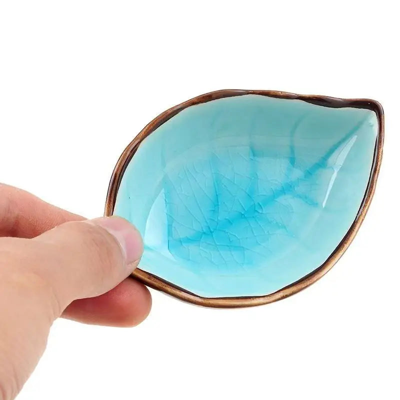 Leaf-Shaped Japanese Ceramic Sauce Plate