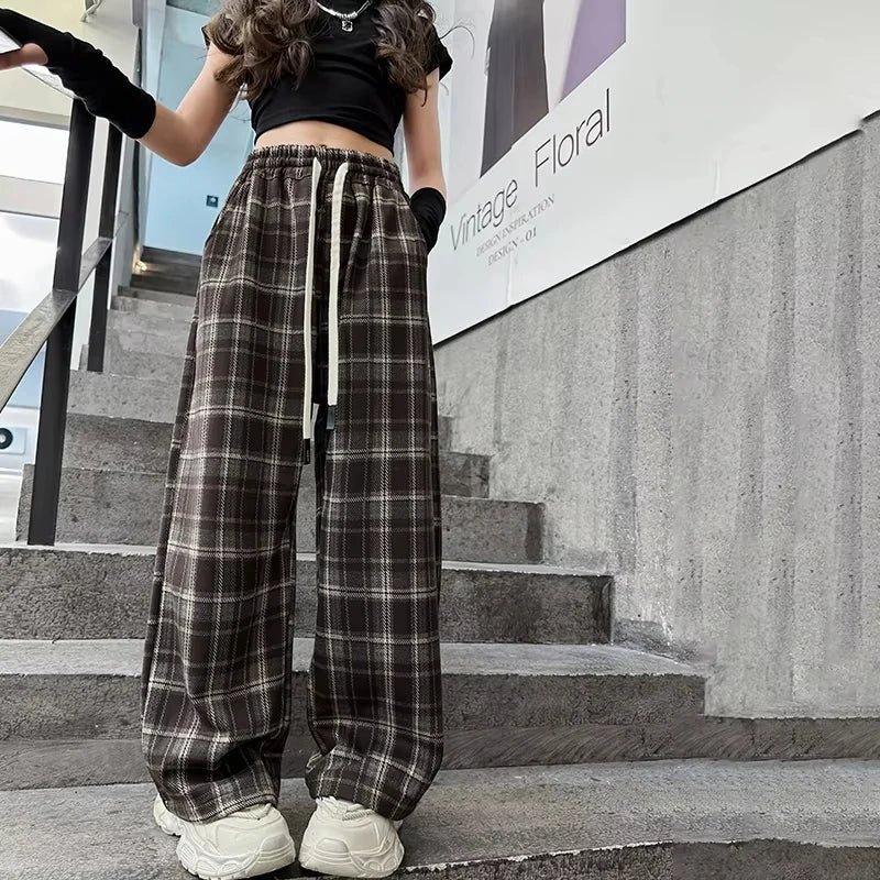 Unisex Plaid Drawstring Jogger Pants