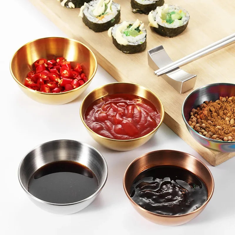 Gold Stainless Steel Sauce & Appetizer Dish Set