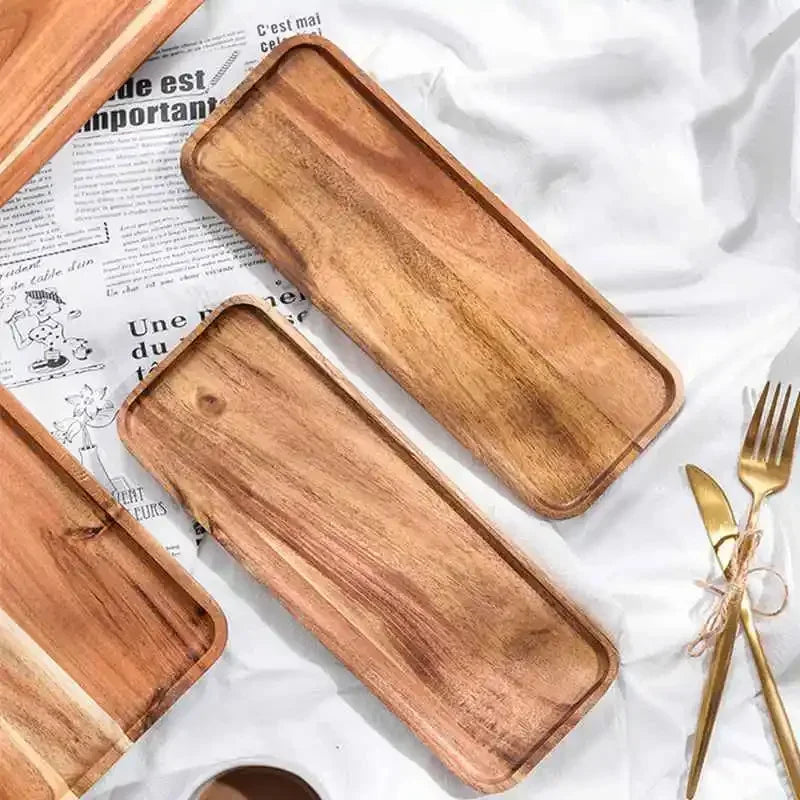 Acacia Wood Rectangular Tea & Serving Tray