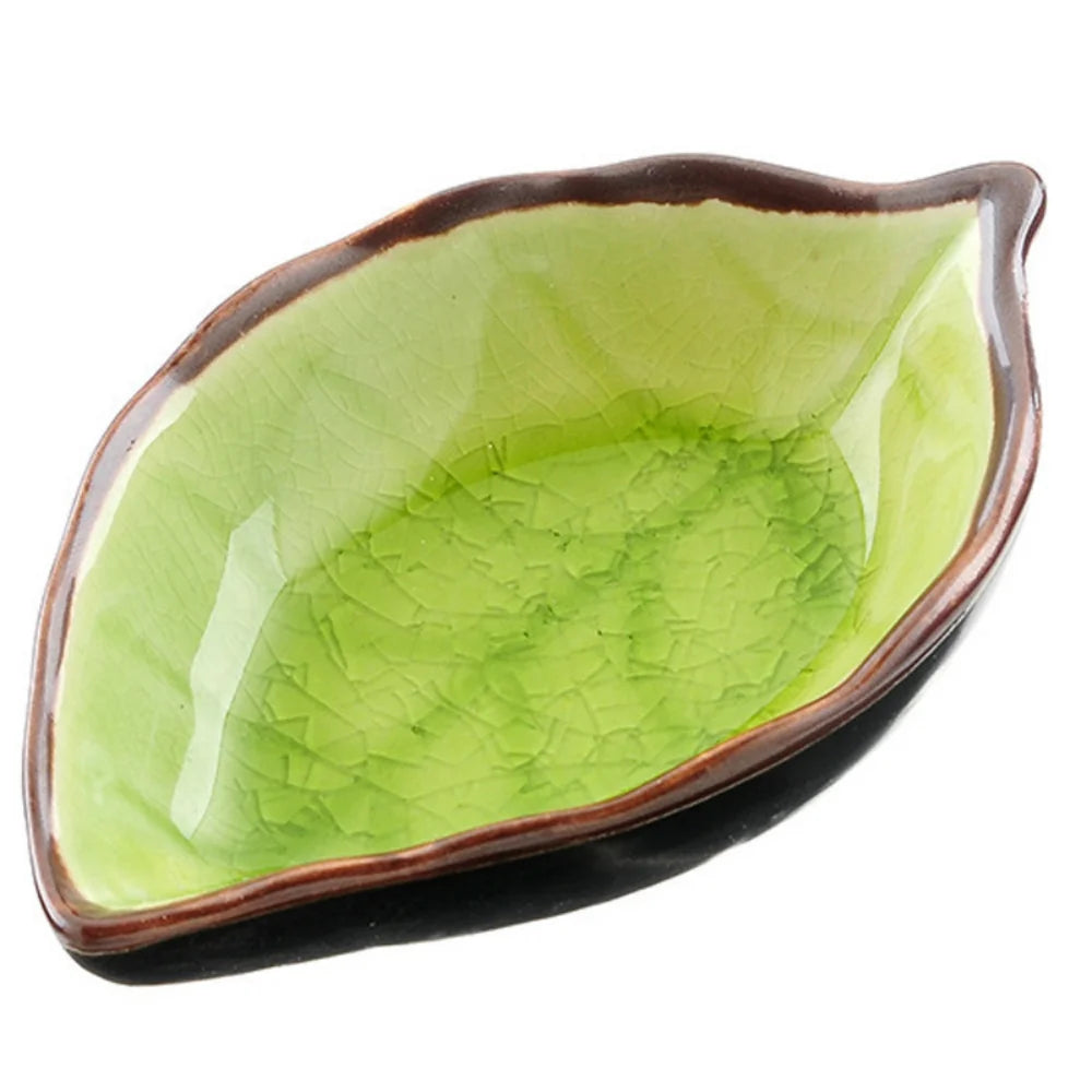 Leaf-Shaped Japanese Ceramic Sauce Plate