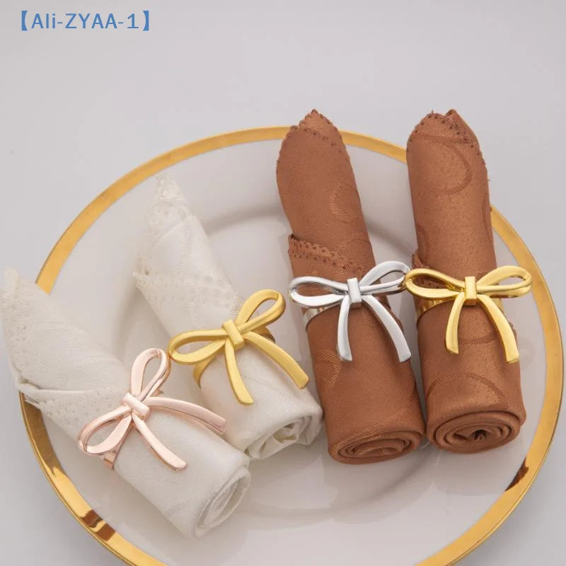 Gold Bow Decorative Napkin Ring Set of 4