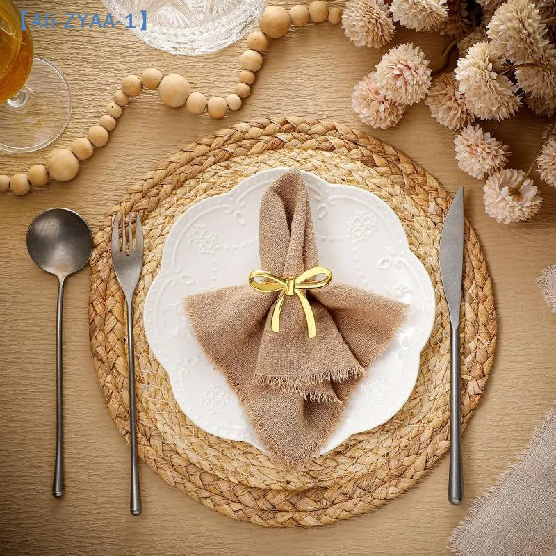 Gold Bow Decorative Napkin Ring Set of 4
