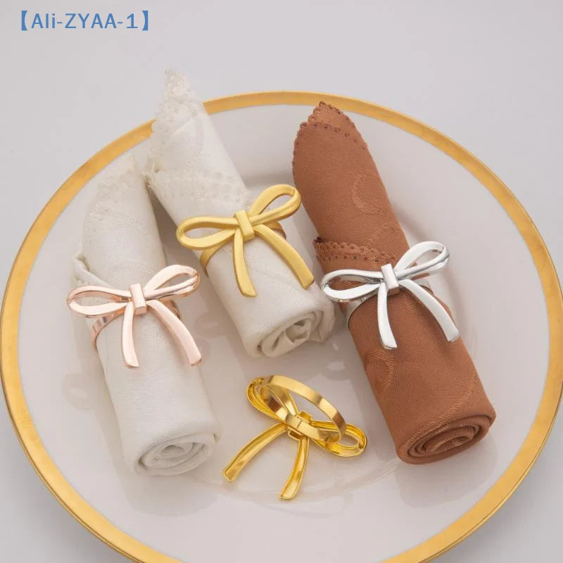 Gold Bow Decorative Napkin Ring Set of 4