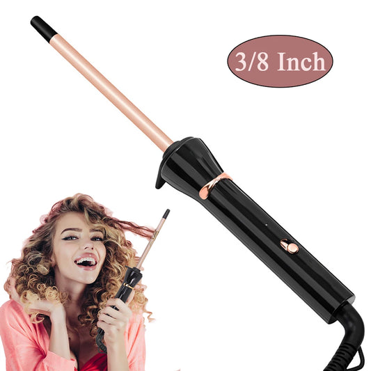 3/8 Inch Curling Iron 9mm Tiny Curling Wand Ceramic Small Barrel Curling Iron with Adjustable Temperature Fast Heating for Hair