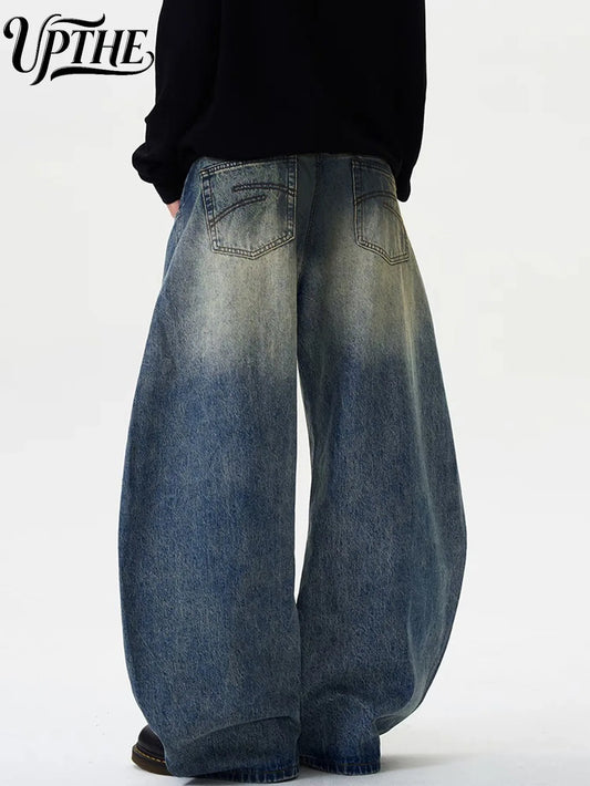 Vintage Wash Relaxed Wide-Leg Denim