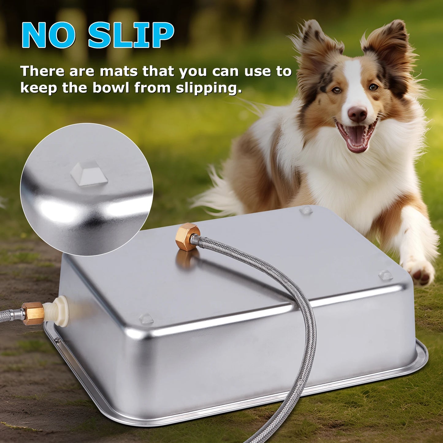 Automatic Outdoor Dog Water Dispenser for Cow Goat Dogs Self Filling Water Bowl Large Breed Auto Fill Dog Waterer Stainless Steel Pet Waterer for Big Cat Chicken Goat Sheep Livestock
