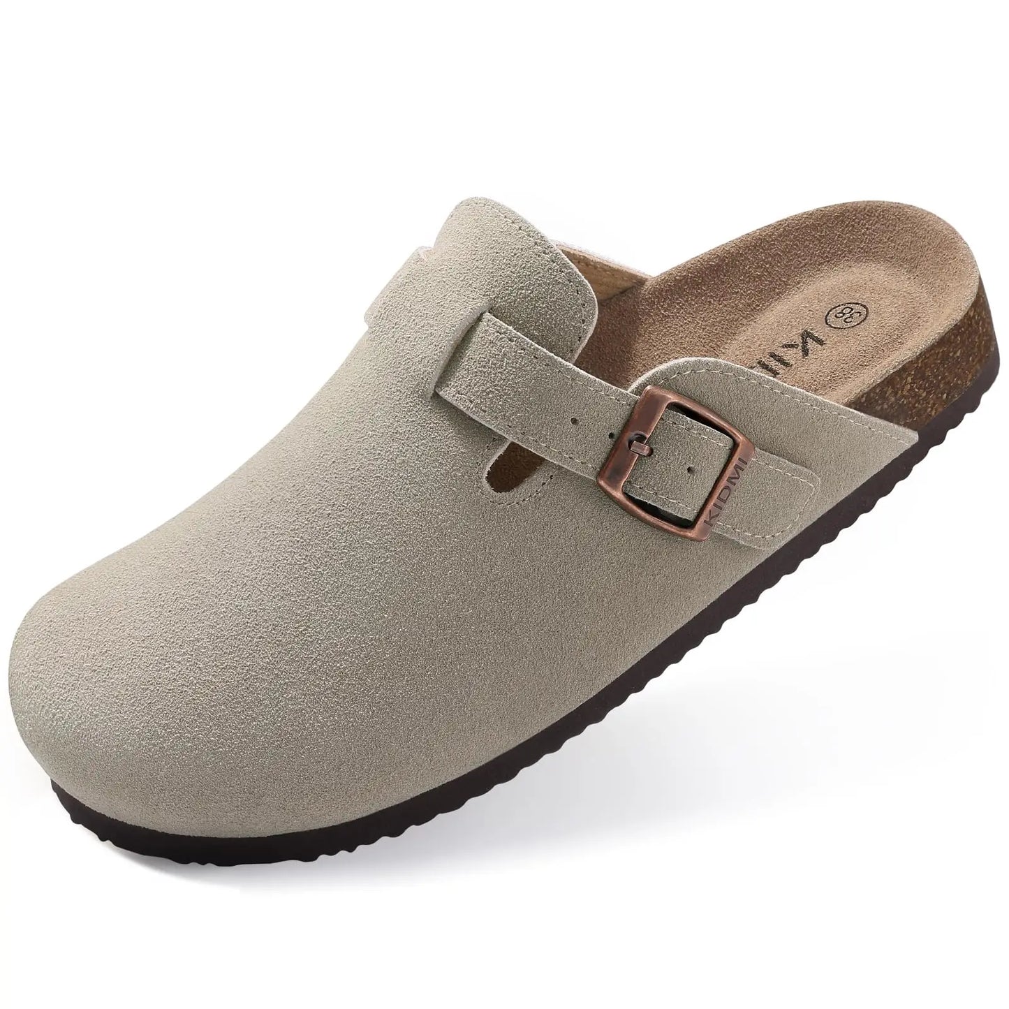 KIDMI Suede Clogs for Women Men Mules Cork Footbed Sandals With Arch Support Fashion Nonslip Outdoor Beach Slippers Home Shoes