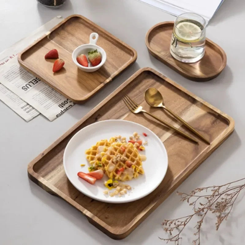 Acacia Wood Rectangular Tea & Serving Tray