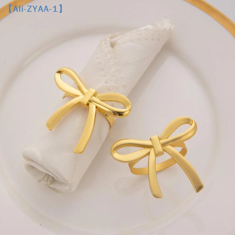 Gold Bow Decorative Napkin Ring Set of 4