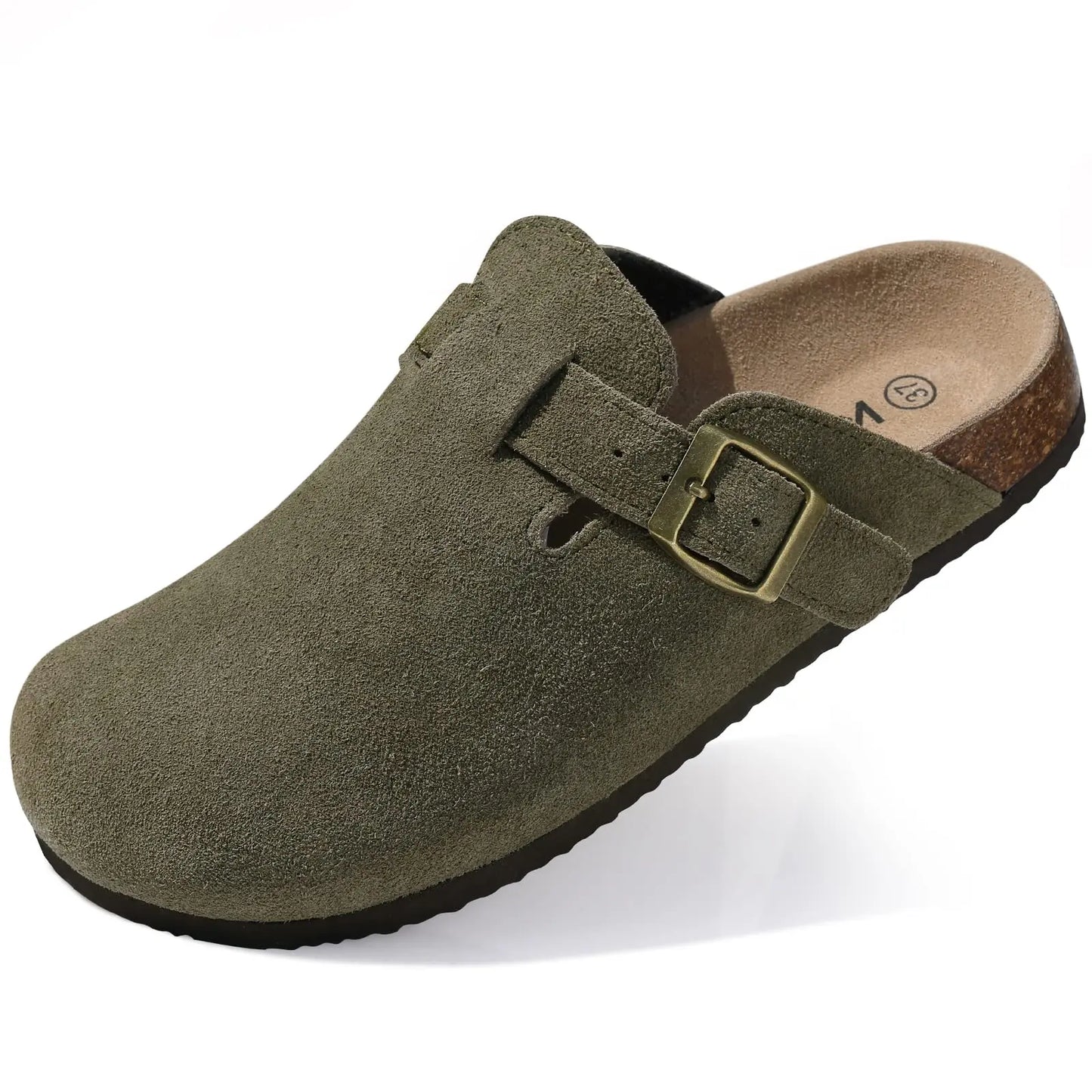 KIDMI Suede Clogs for Women Men Mules Cork Footbed Sandals With Arch Support Fashion Nonslip Outdoor Beach Slippers Home Shoes